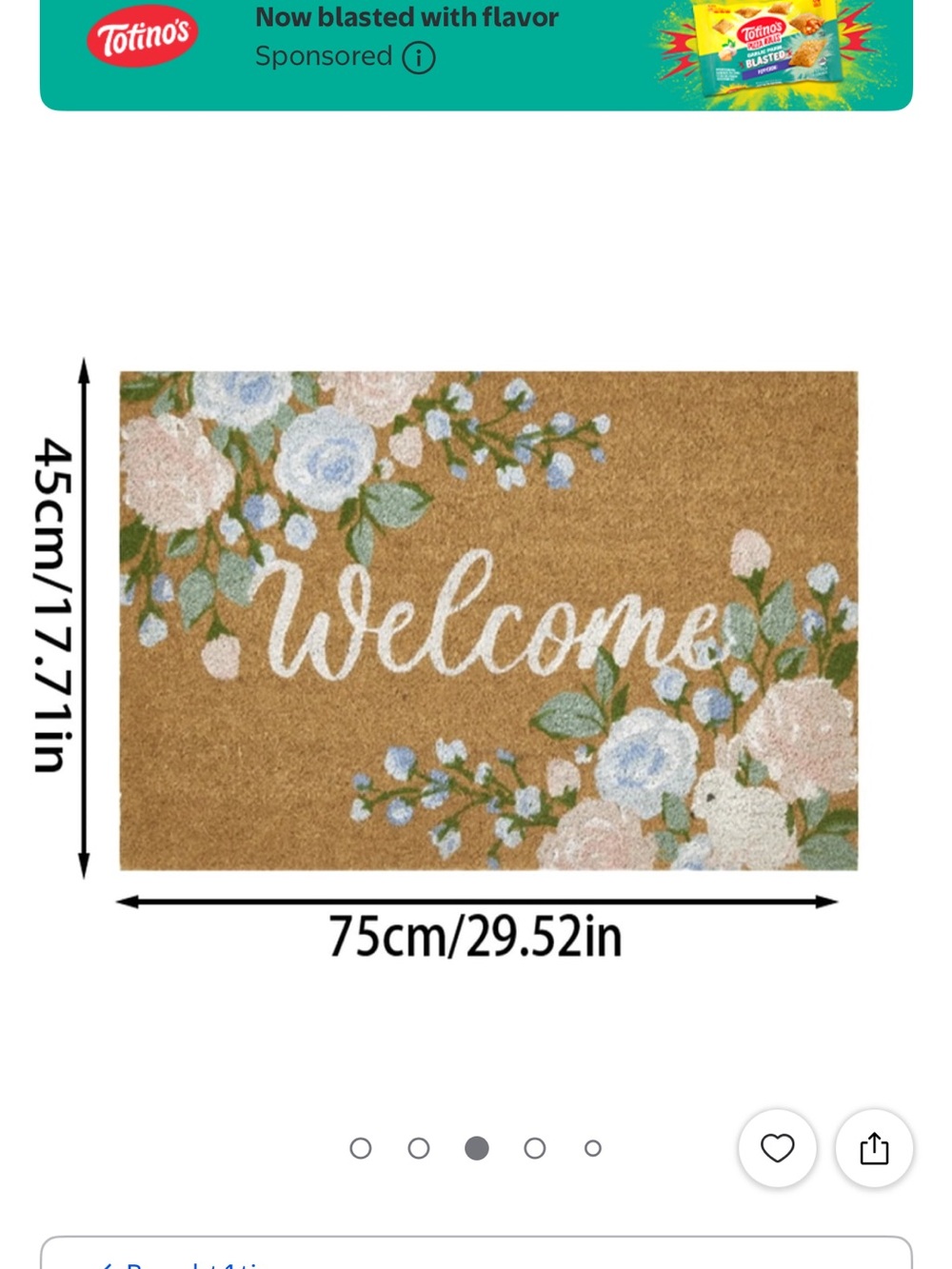 Coir 'Welcome' Doormat with Pastel Floral Accents - Brown